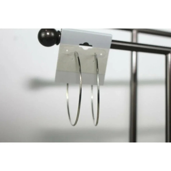 ladies 2in silver hoop earrings - Picture 1 of 2